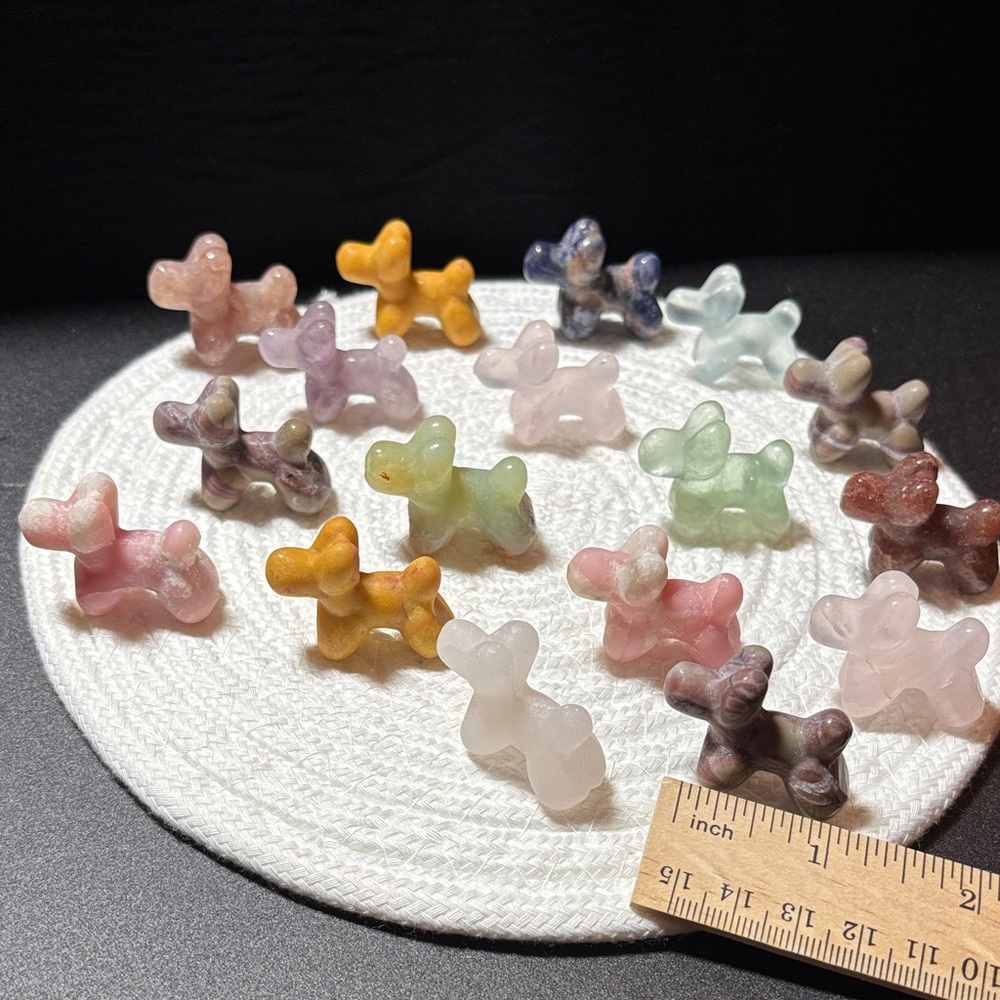 Adorable Mini Crystal gemstone bubble dog carvings (pick 1)
